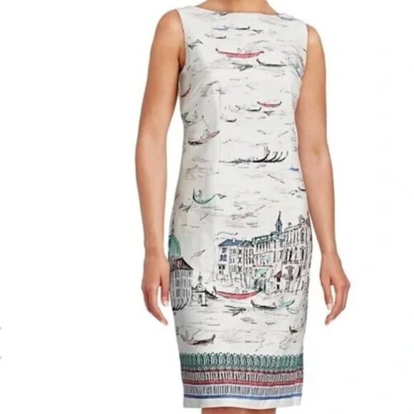 Chetta B 🚤 Venice Printed Sheath Dress 🚤 size 6 - Picture 1 of 10